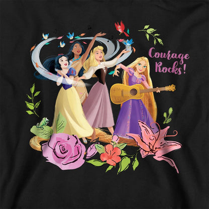 Black - Side - Disney Princess Childrens-Kids Snow White Pocahontas Sleeping Beauty Heather Hoodie