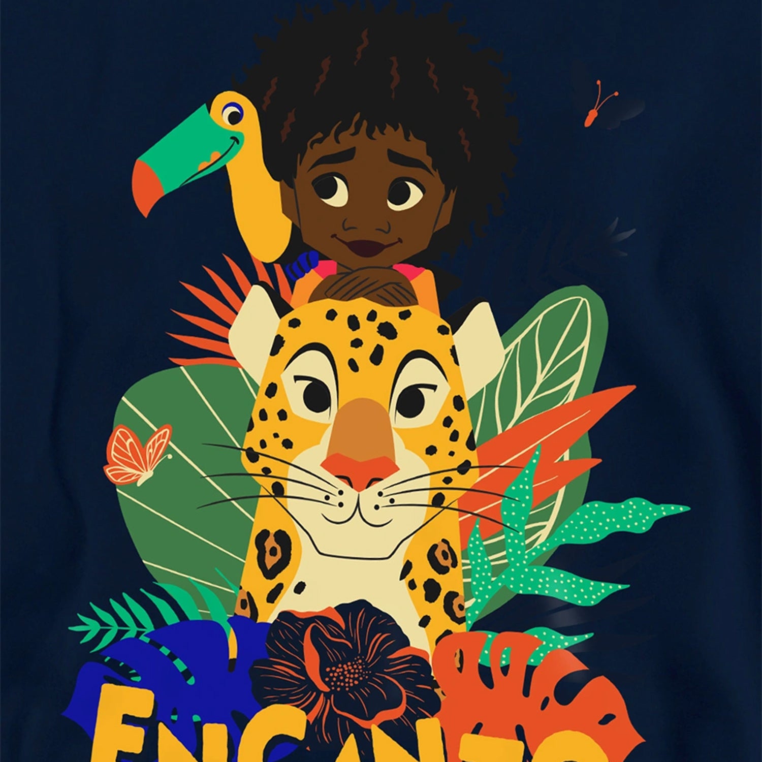 Navy - Side - Encanto Childrens-Kids Antonio Jungle Hoodie