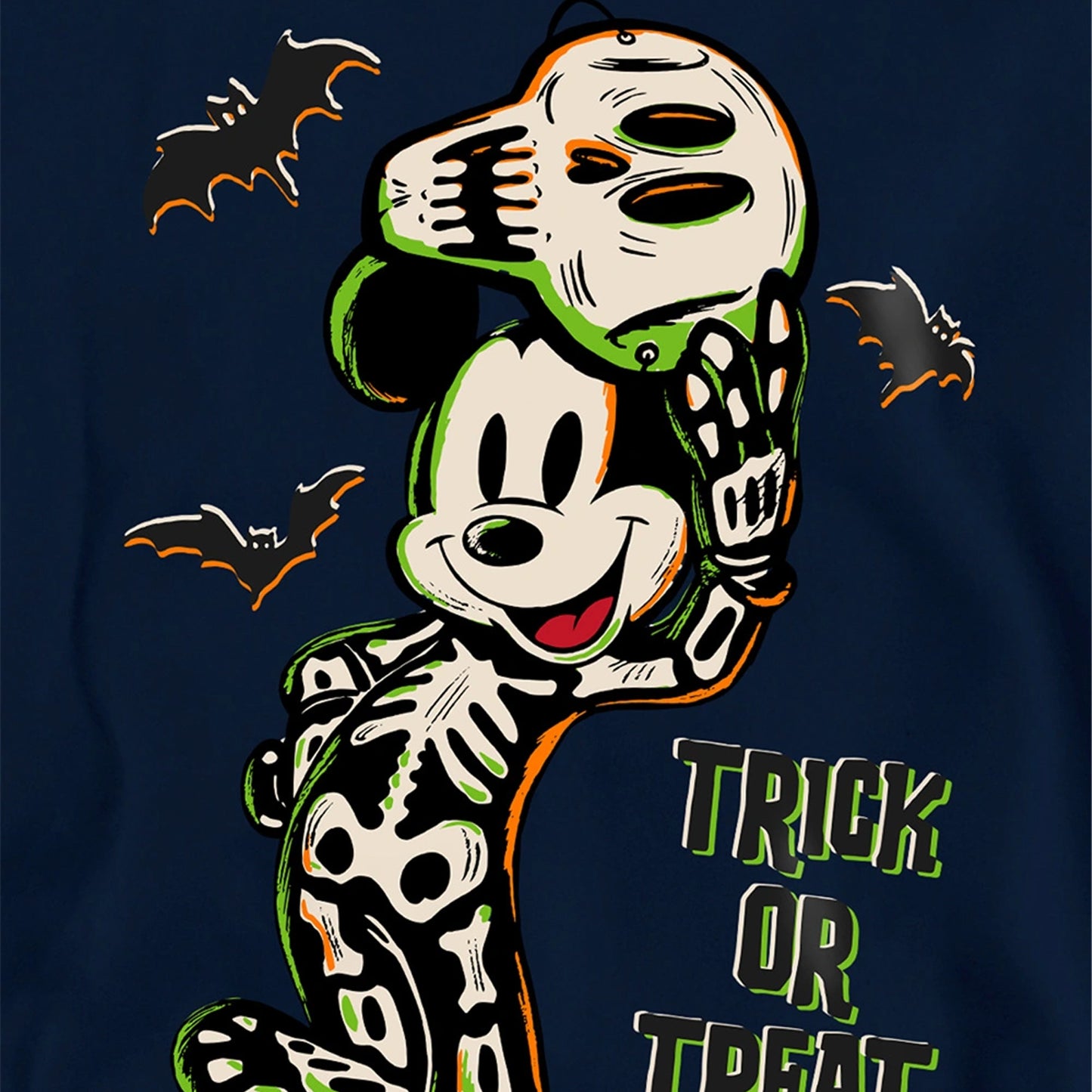 Navy - Side - Disney Childrens-Kids Mickey Mouse Skeleton Hoodie