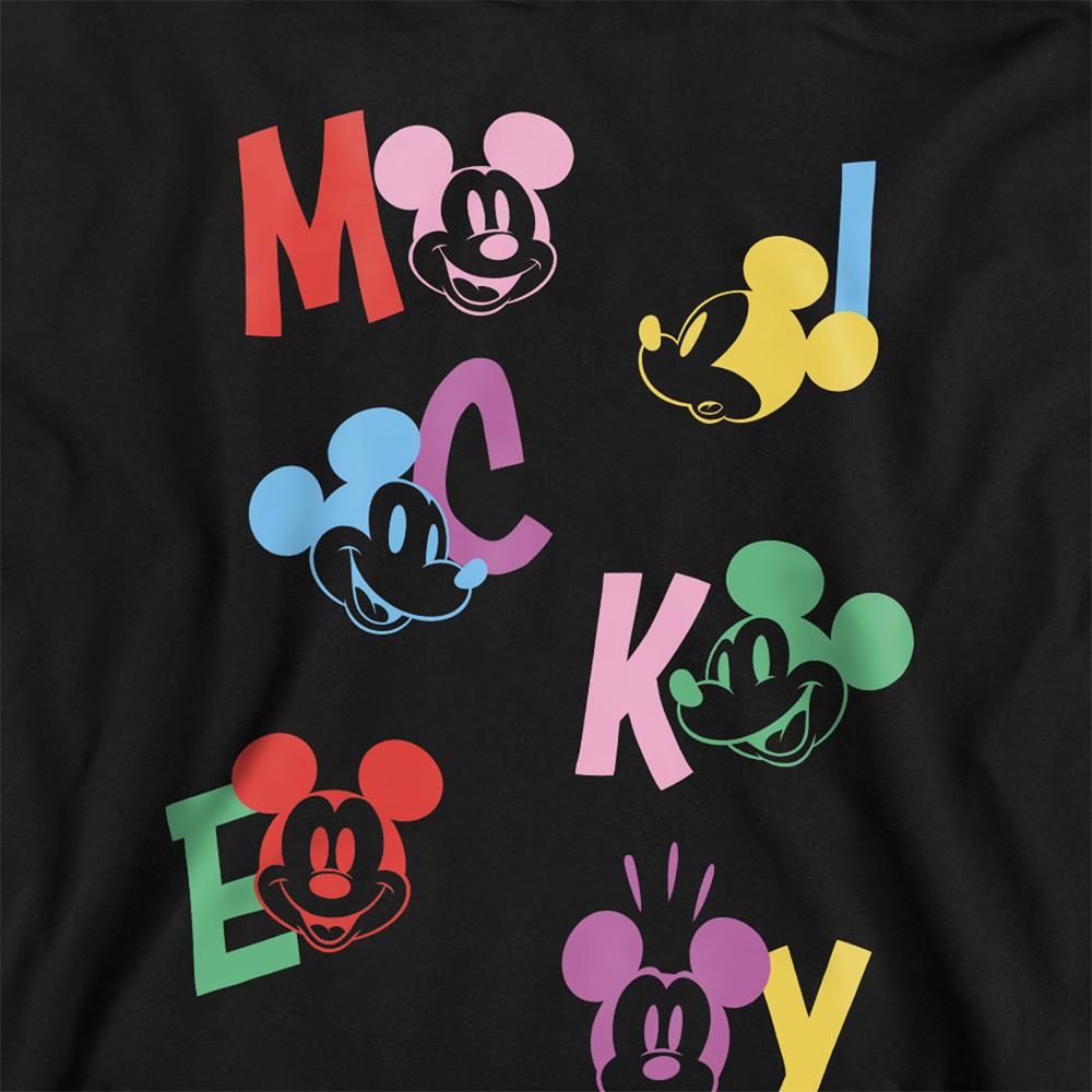 Black - Side - Disney Childrens-Kids Mickey Mouse Letters Hoodie