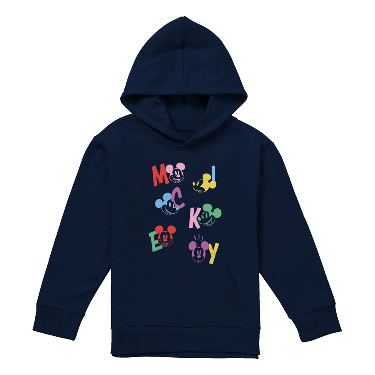 Navy - Front - Disney Childrens-Kids Mickey Mouse Letters Hoodie