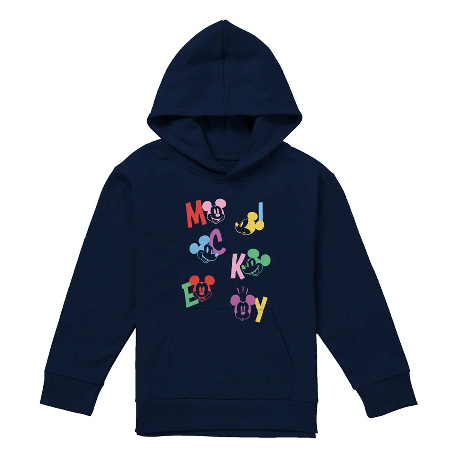 Navy - Front - Disney Childrens-Kids Mickey Mouse Letters Hoodie