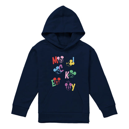 Navy - Front - Disney Childrens-Kids Mickey Mouse Letters Hoodie