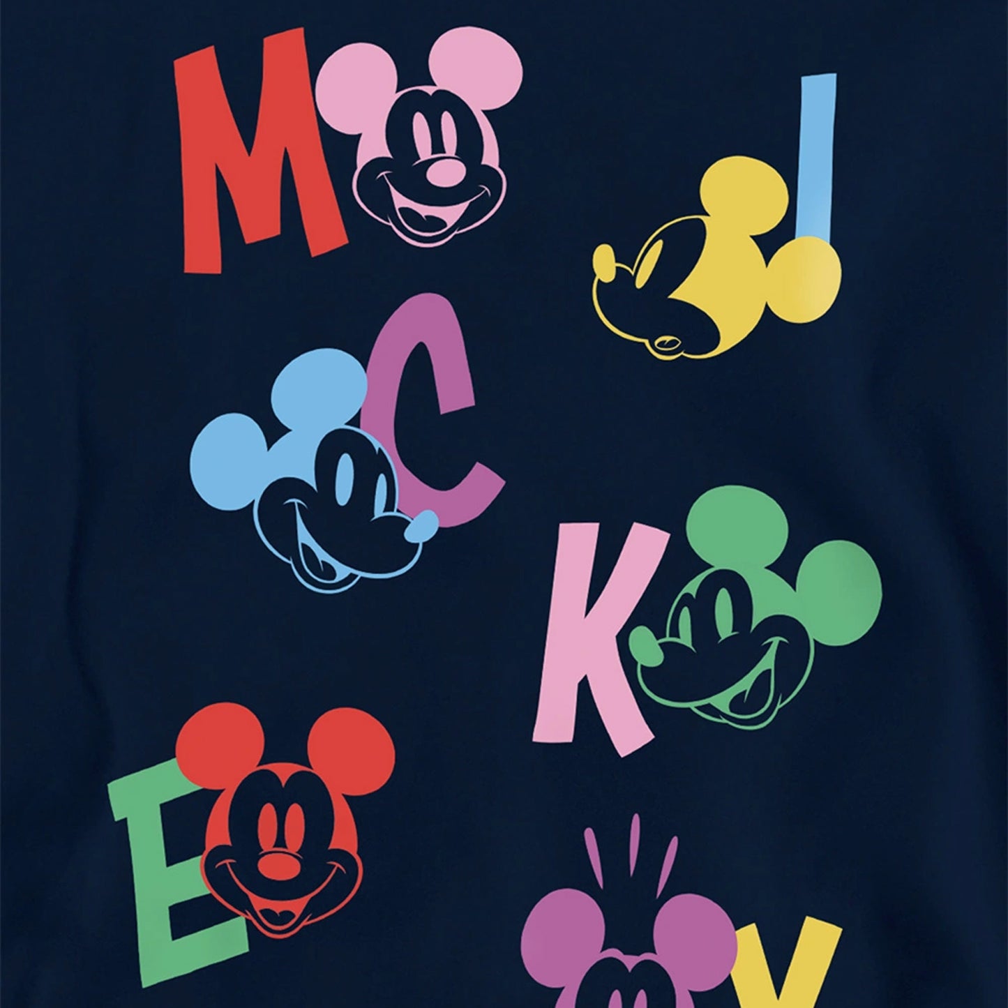 Navy - Side - Disney Childrens-Kids Mickey Mouse Letters Hoodie