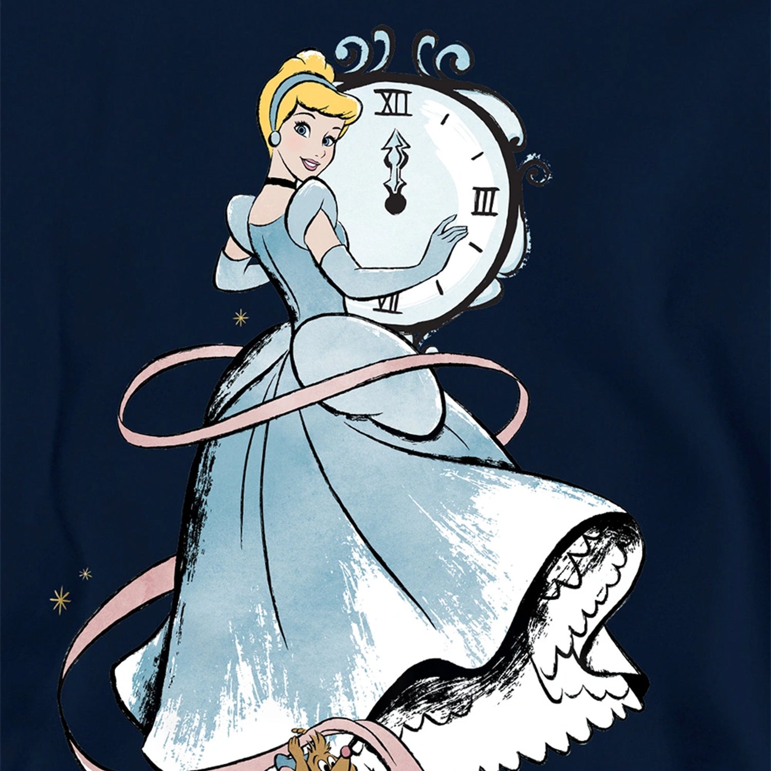 Navy - Side - Cinderella Childrens-Kids Clock Strikes Twelve Jaq And Gus Hoodie