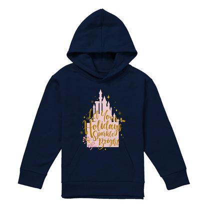 Navy - Front - Disney Princess Childrens-Kids Let Your Holidays Sparkle Bright Christmas Hoodie