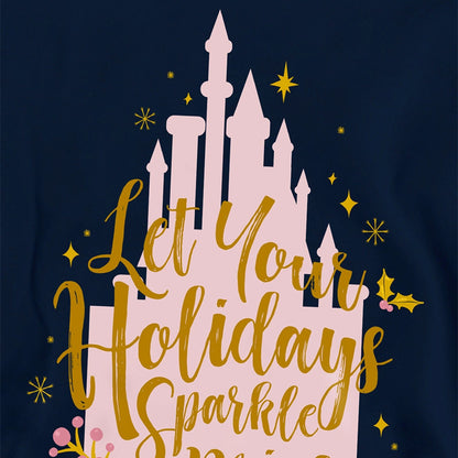 Navy - Side - Disney Princess Childrens-Kids Let Your Holidays Sparkle Bright Christmas Hoodie