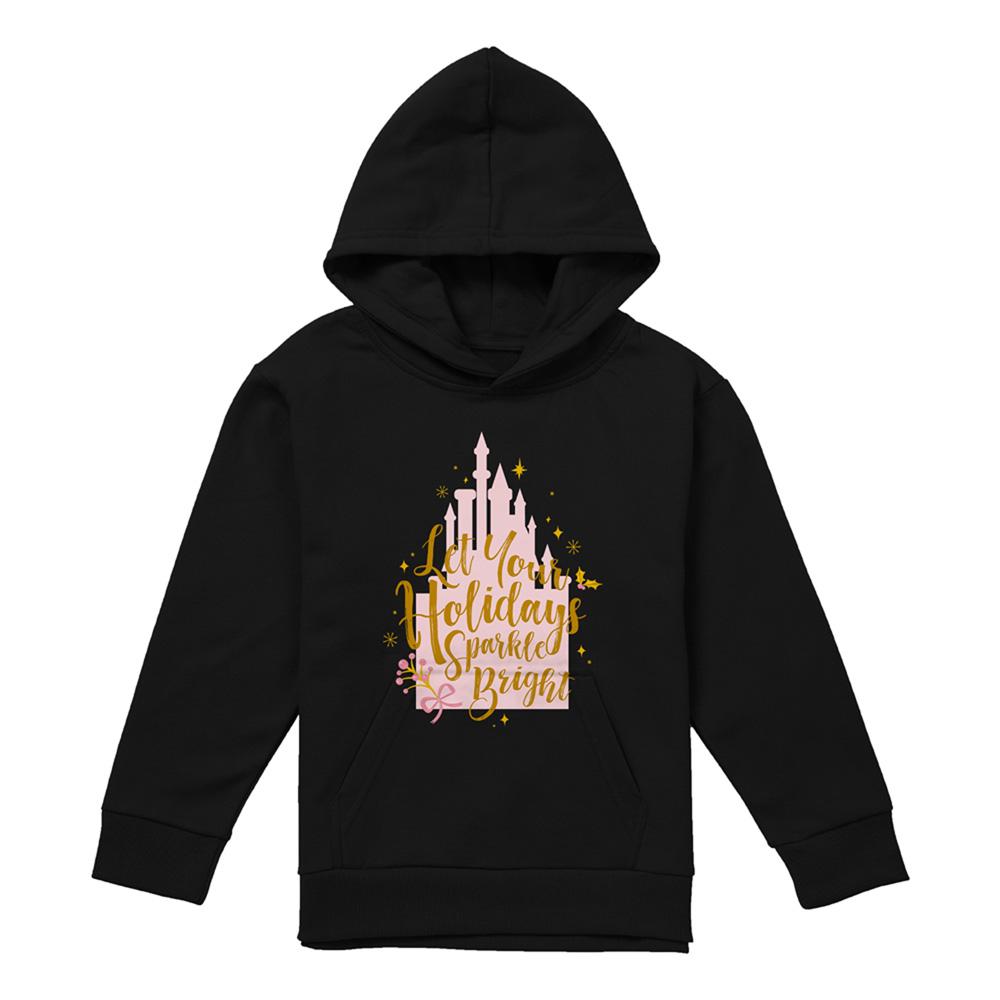 Black - Front - Disney Princess Childrens-Kids Let Your Holidays Sparkle Bright Christmas Hoodie