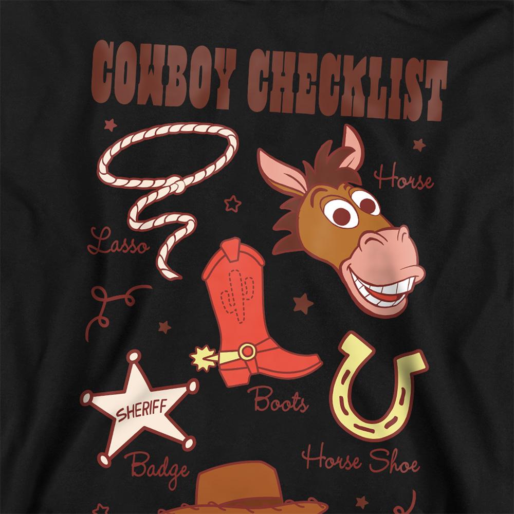 Black - Side - Toy Story Childrens-Kids Cowboy Checklist Hoodie