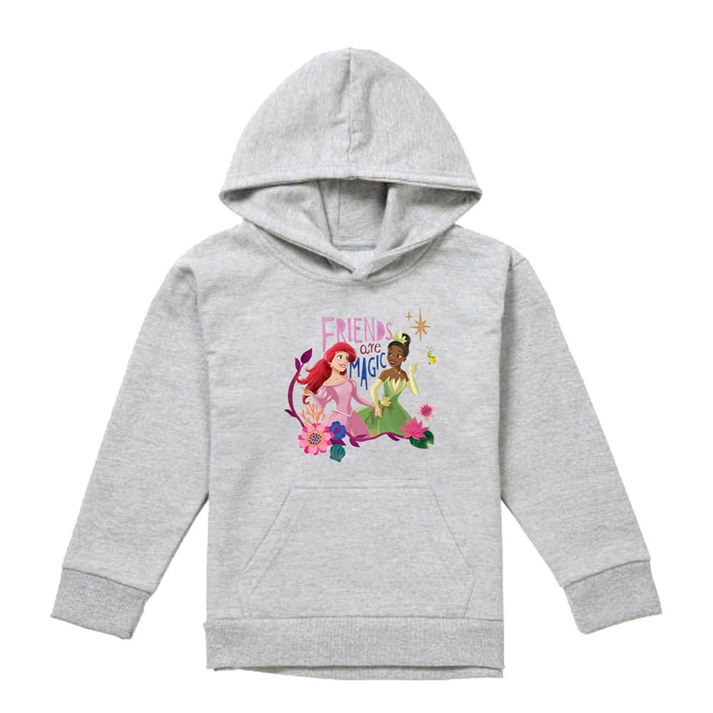 Athletic Heather - Front - Disney Princess Childrens-Kids Friends Are Magic Ariel And Tiana Heather Hoodie