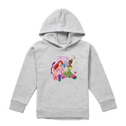 Athletic Heather - Front - Disney Princess Childrens-Kids Friends Are Magic Ariel And Tiana Heather Hoodie