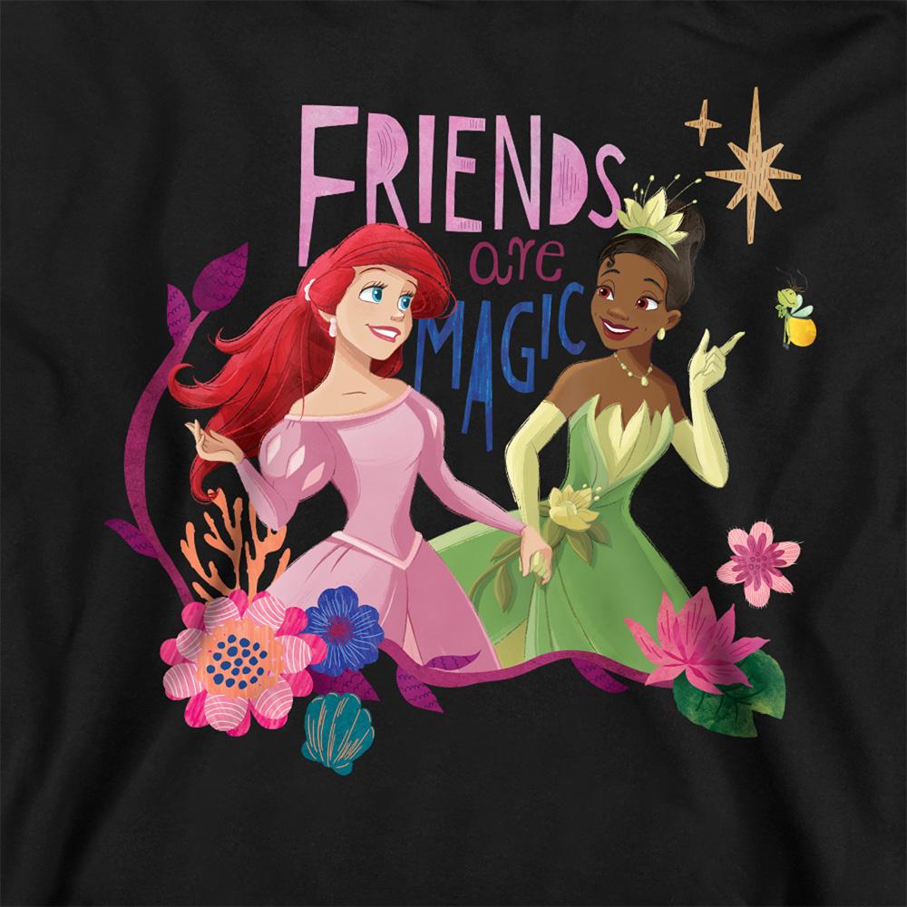 Black - Side - Disney Princess Childrens-Kids Friends Are Magic Ariel And Tiana Heather Hoodie