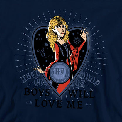 Navy - Side - Hocus Pocus Childrens-Kids Boys Will Love Me Sarah Sanderson Hoodie
