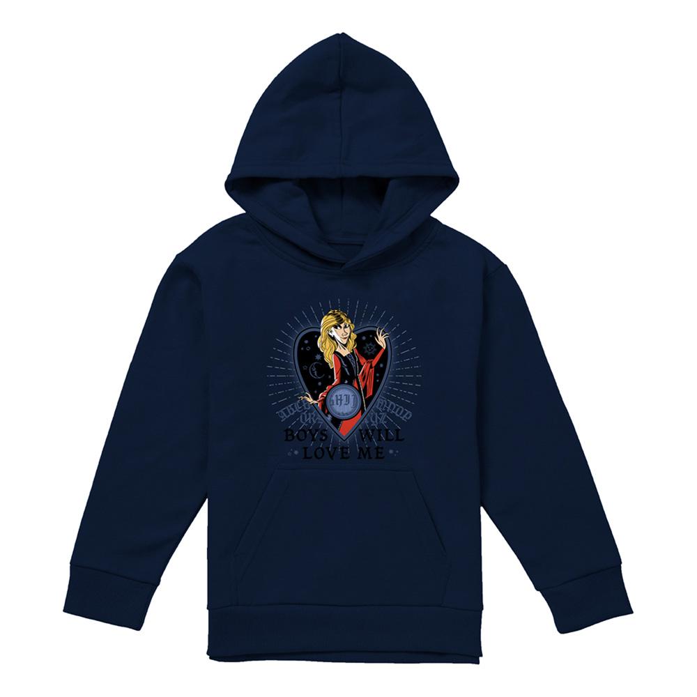 Navy - Front - Hocus Pocus Childrens-Kids Boys Will Love Me Sarah Sanderson Hoodie