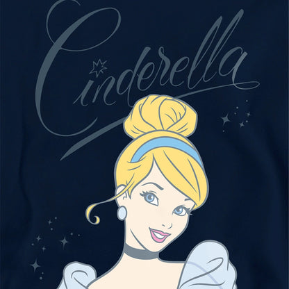 Navy - Side - Cinderella Childrens-Kids Headshot With Fancy Script Hoodie