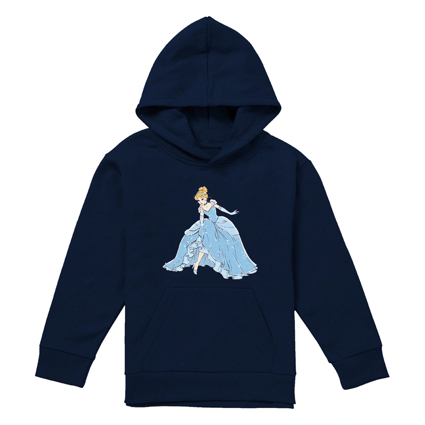 Navy - Front - Cinderella Childrens-Kids Sparkling Hoodie