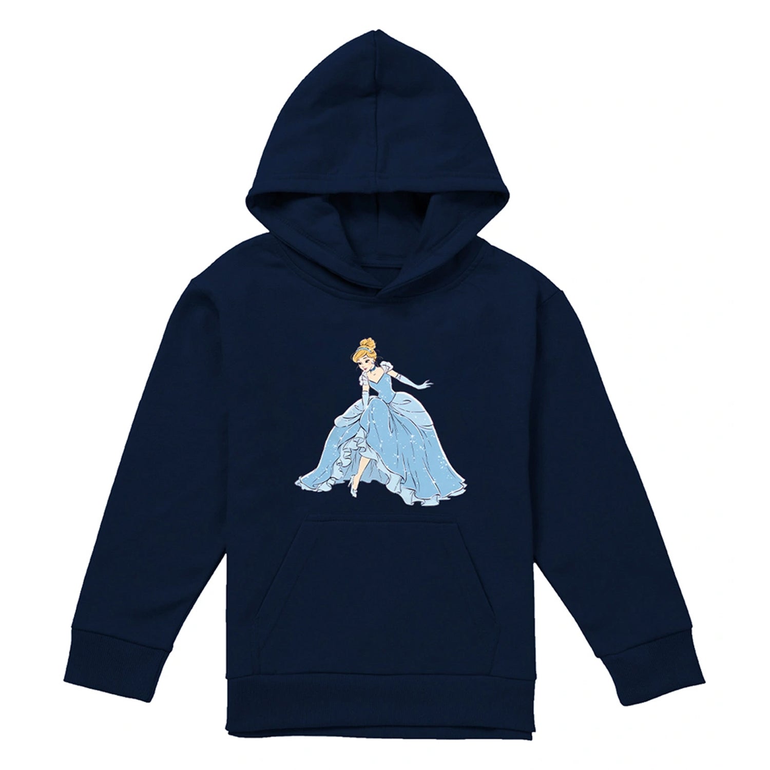 Navy - Front - Cinderella Childrens-Kids Sparkling Hoodie