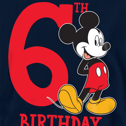 Navy - Side - Disney Childrens-Kids Mickey Mouse 6th Birthday Hoodie
