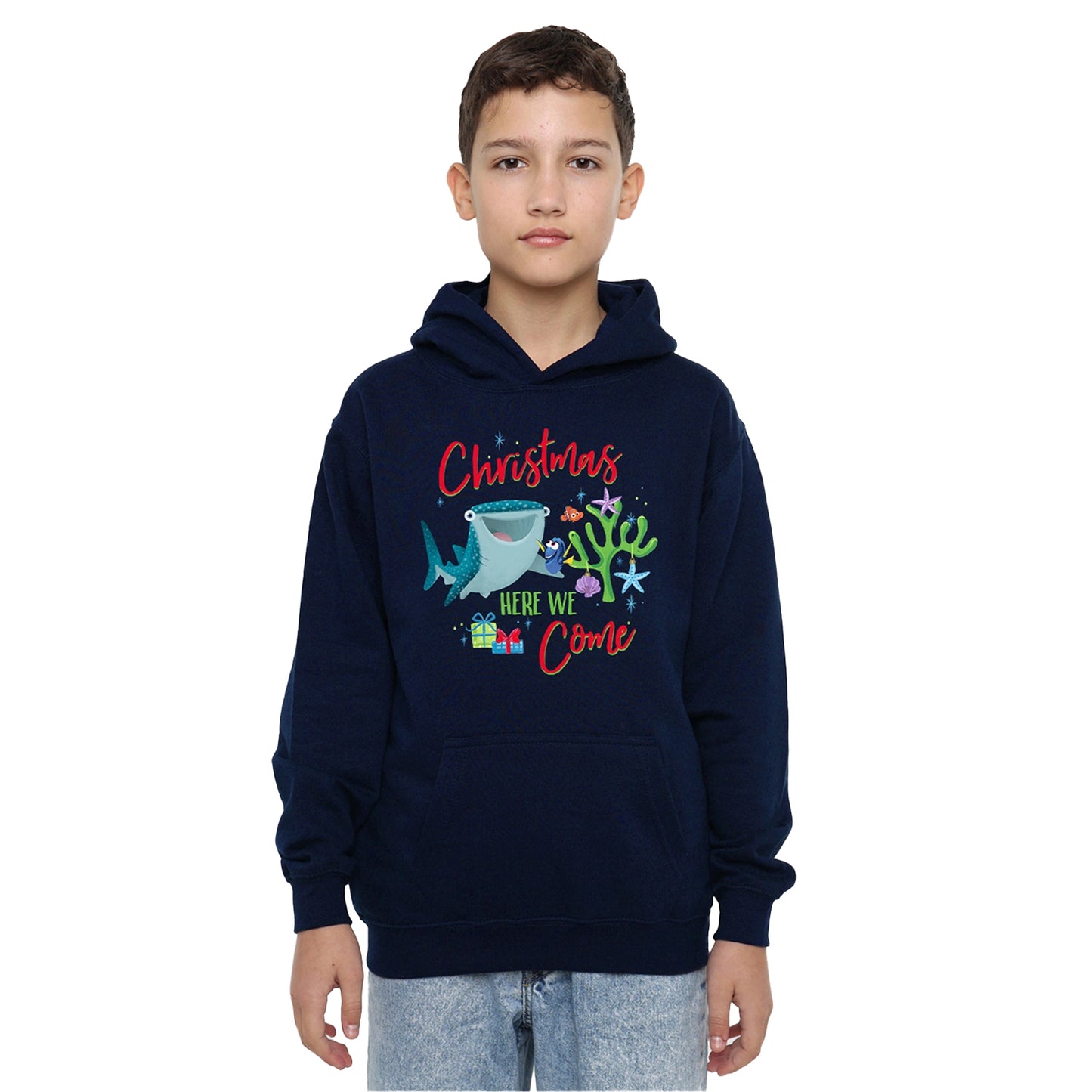 Navy - Lifestyle - Finding Nemo Childrens-Kids Christmas Here We Come Dory And Destiny Hoodie