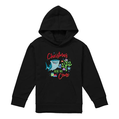 Black - Front - Finding Nemo Childrens-Kids Christmas Here We Come Dory And Destiny Hoodie