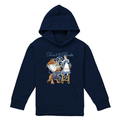 Navy - Front - Beauty And The Beast Childrens-Kids Don´t Mind the Books Hoodie