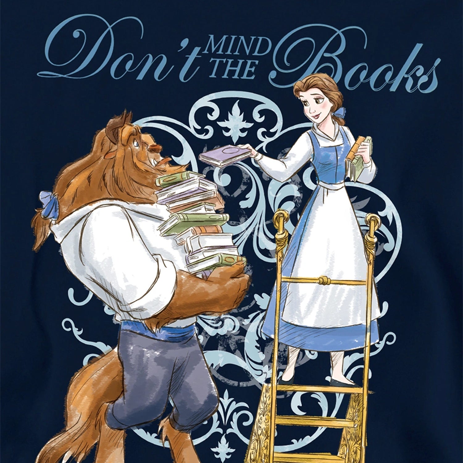 Navy - Side - Beauty And The Beast Childrens-Kids Don´t Mind the Books Hoodie