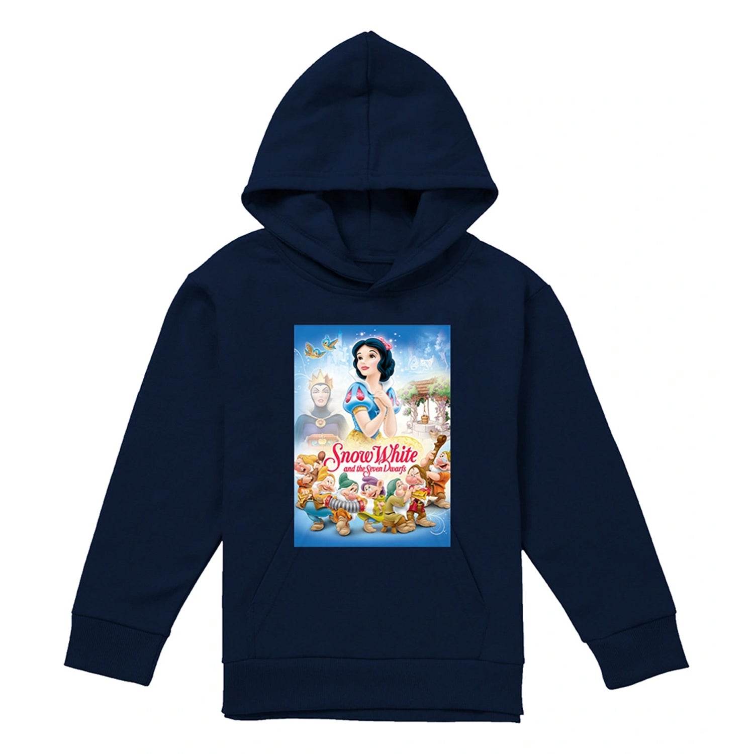 Navy - Front - Snow White Childrens-Kids Modern Movie Poster Hoodie