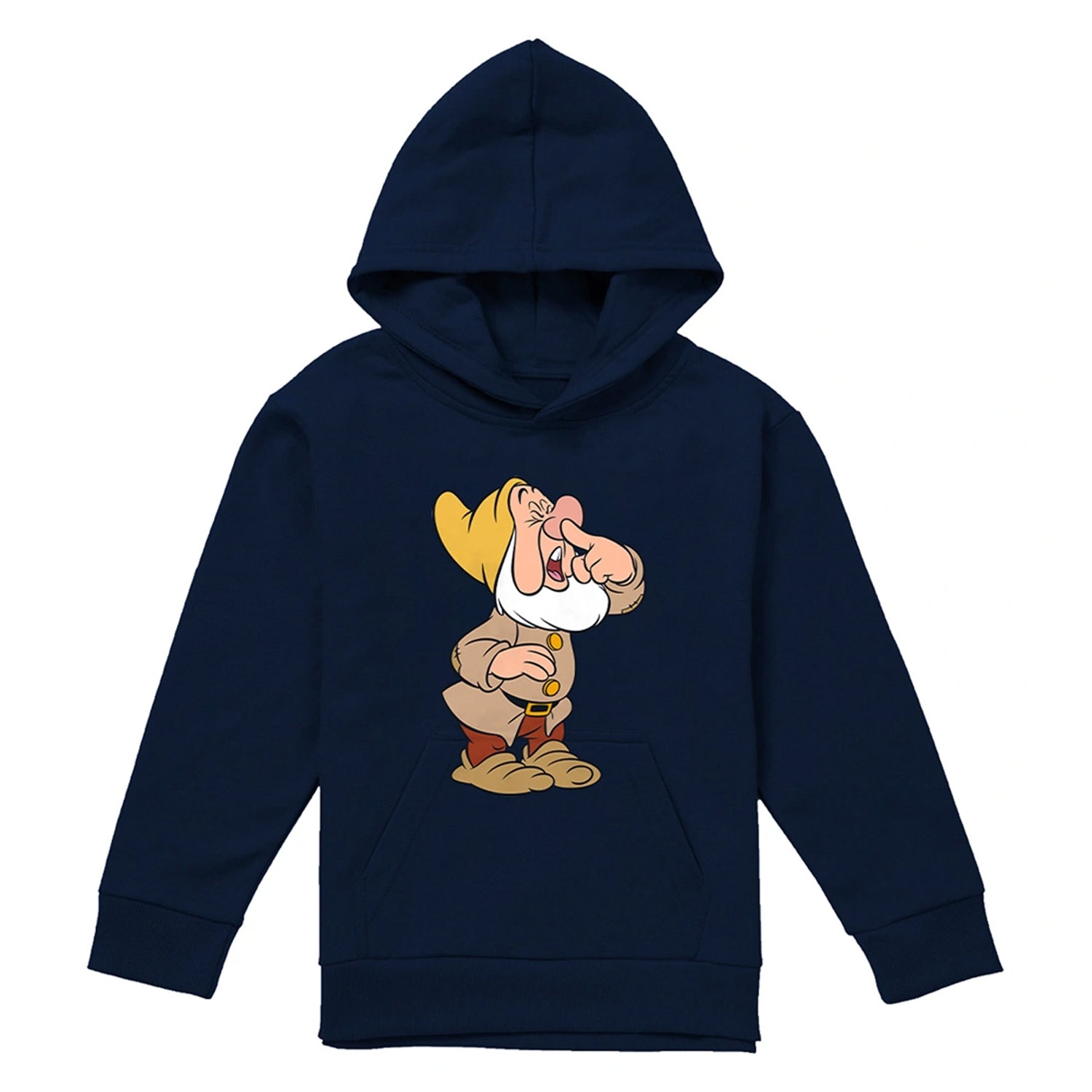 Navy - Front - Snow White And The Seven Dwarfs Childrens-Kids Sneezy Hoodie