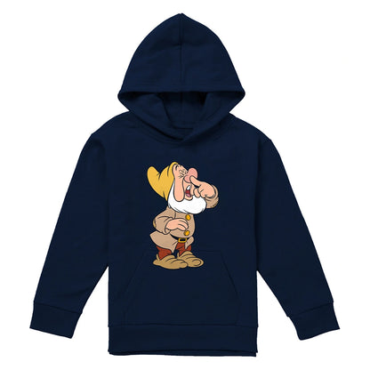 Navy - Front - Snow White And The Seven Dwarfs Childrens-Kids Sneezy Hoodie