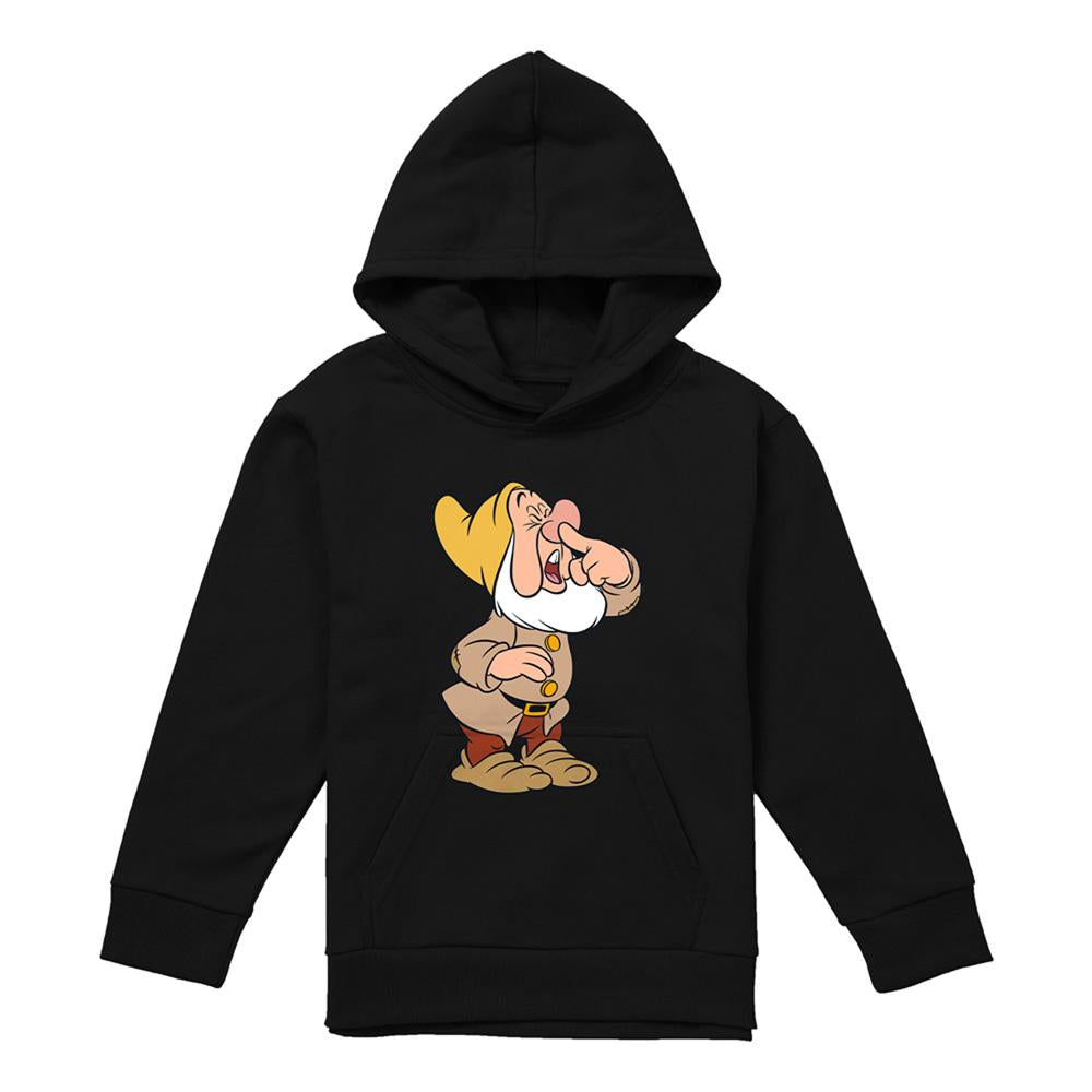 Black - Front - Snow White And The Seven Dwarfs Childrens-Kids Sneezy Hoodie
