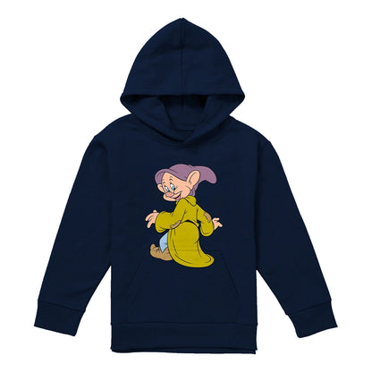 Navy - Front - Snow White And The Seven Dwarfs Childrens-Kids Dopey Poses Hoodie