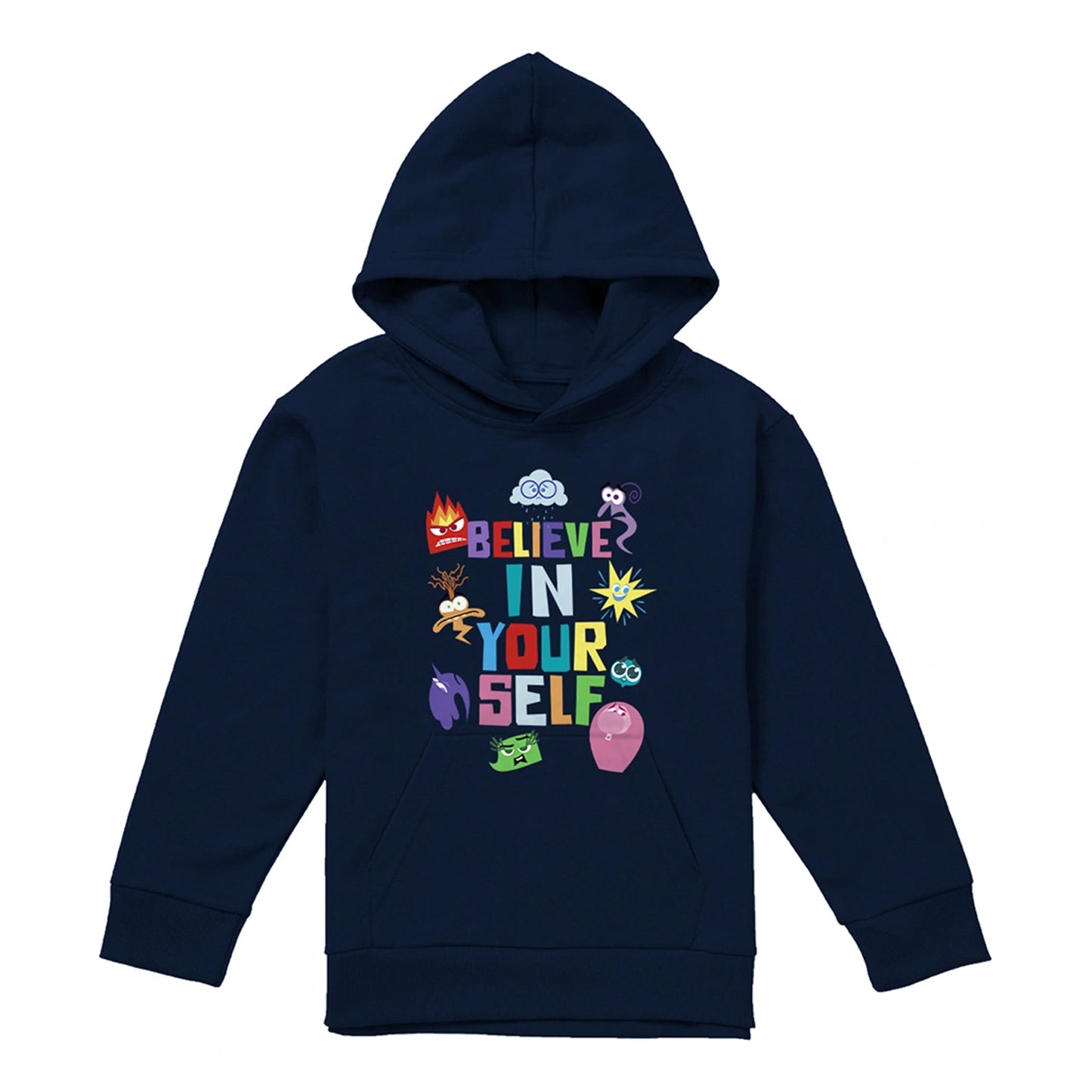Navy - Front - Inside Out 2 Childrens-Kids Believe In Yourself Hoodie