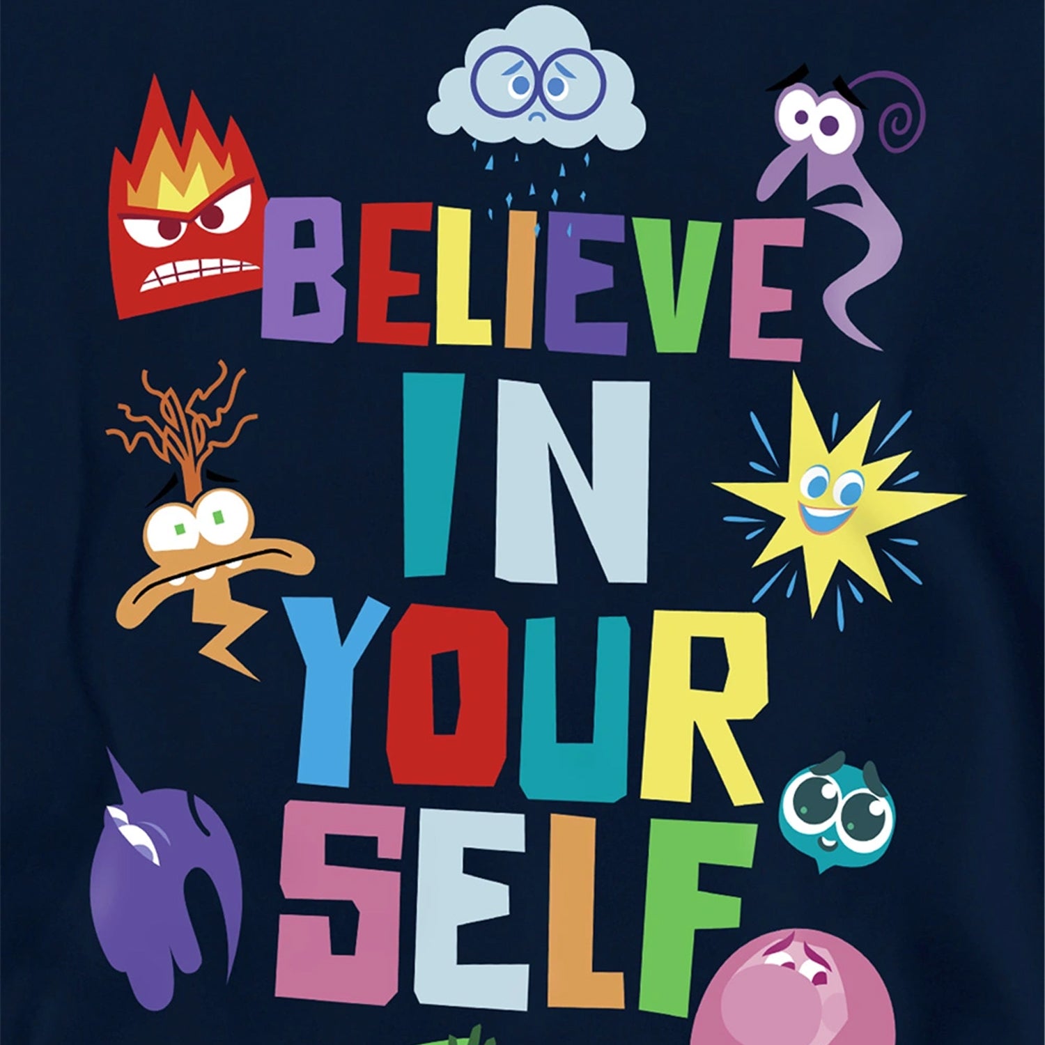Navy - Side - Inside Out 2 Childrens-Kids Believe In Yourself Hoodie