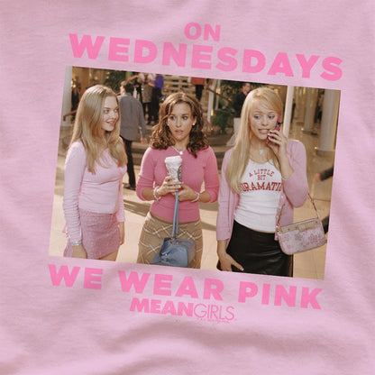 Pink - Side - Mean Girls Unisex Adult Wednesdays We Wear Pink T-Shirt