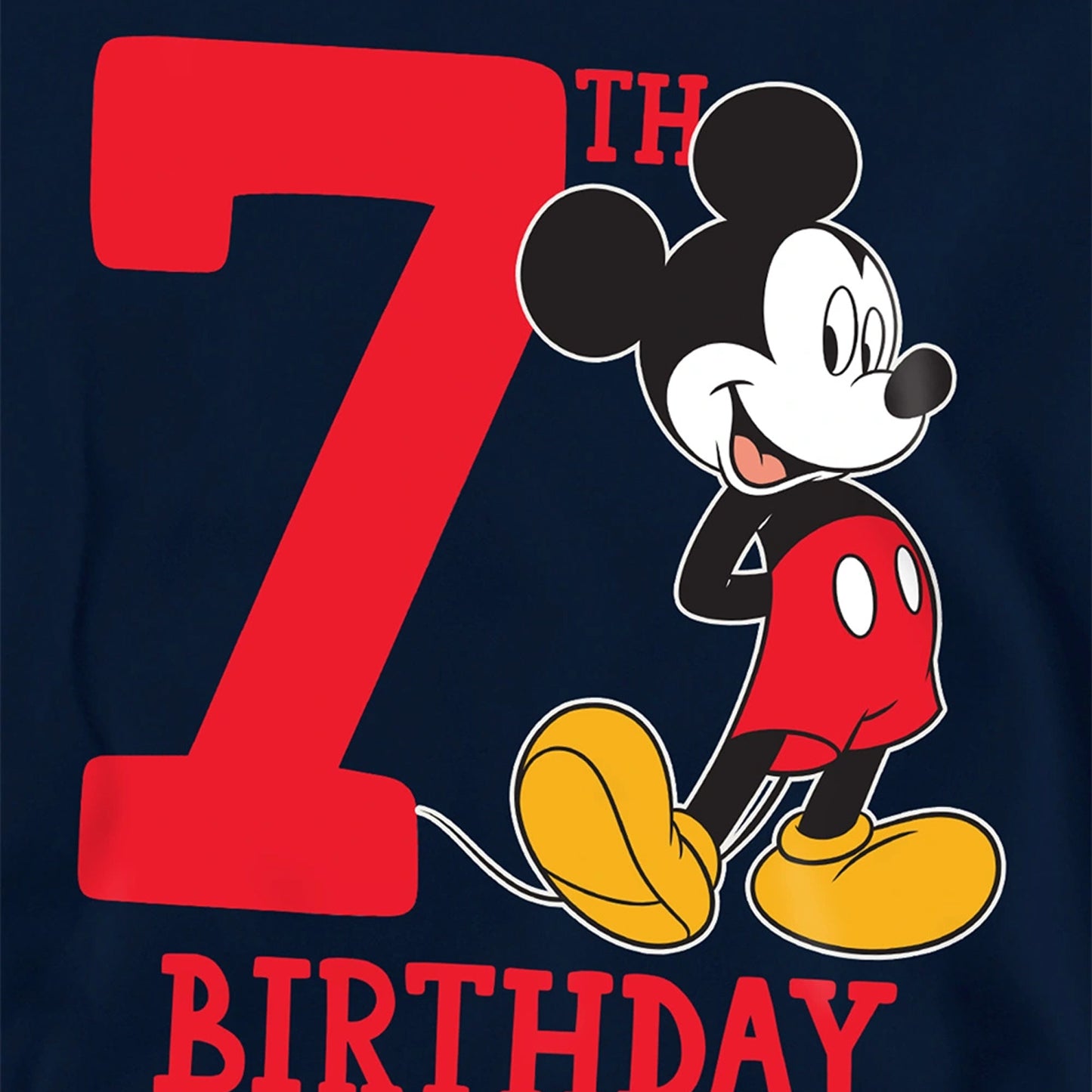 Navy - Side - Disney Childrens-Kids Mickey Mouse Shirt 7th Birthday Hoodie
