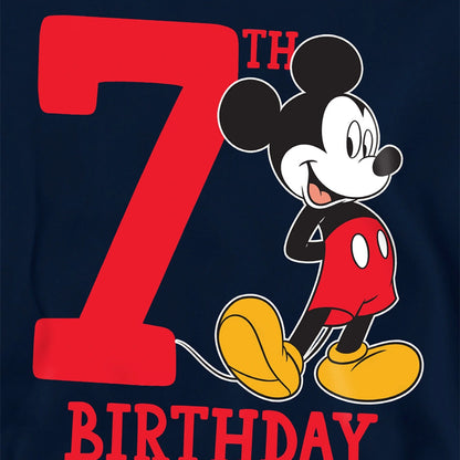 Navy - Side - Disney Childrens-Kids Mickey Mouse Shirt 7th Birthday Hoodie