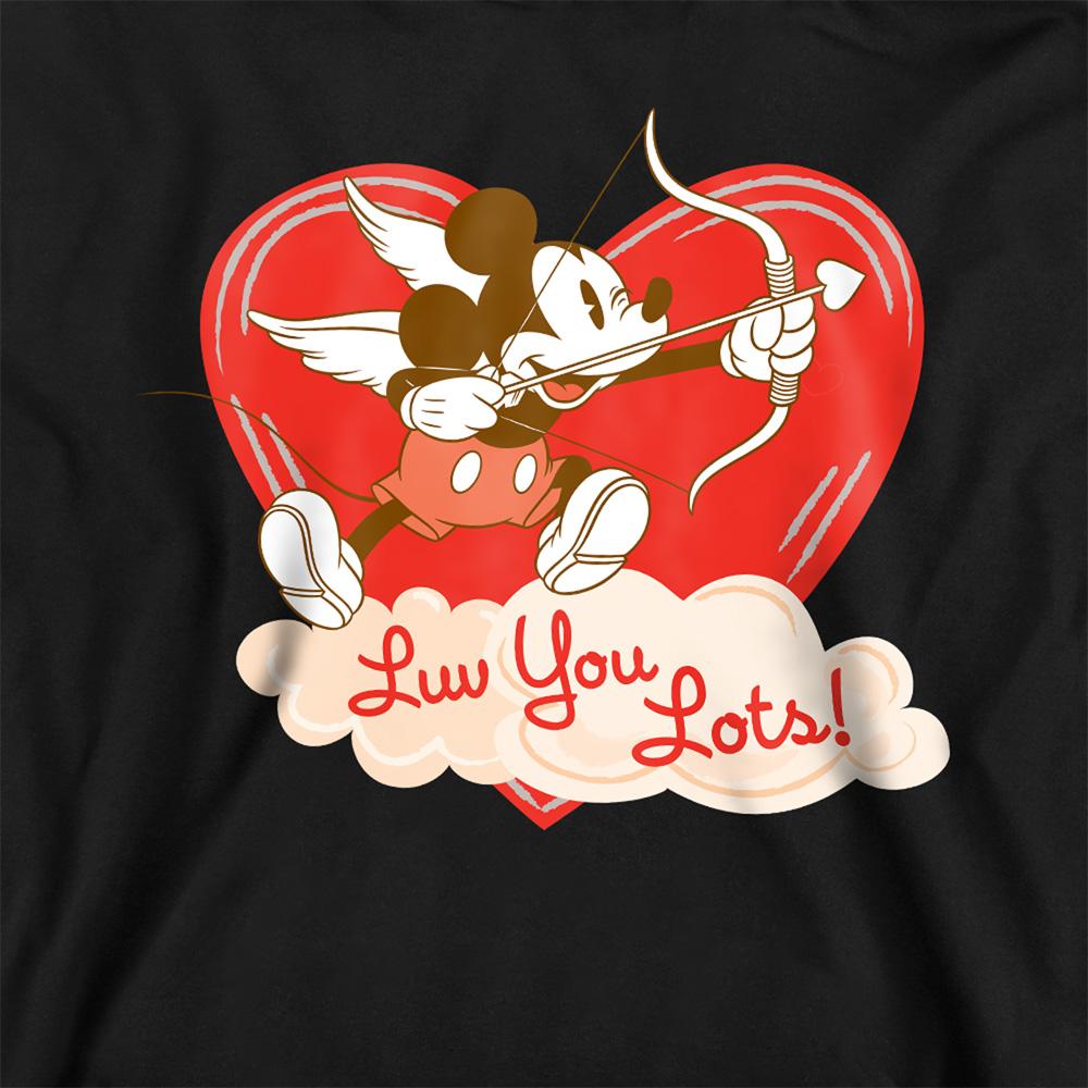 Black - Side - Disney Childrens-Kids Luv You Lots! Mickey Mouse Vintage Valentine`s Day Hoodie