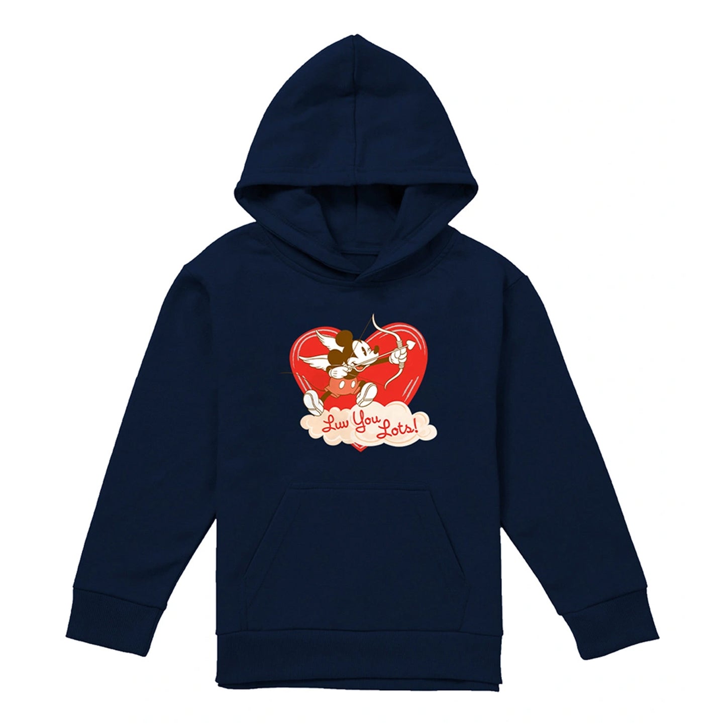 Navy - Front - Disney Childrens-Kids Luv You Lots! Mickey Mouse Vintage Valentine`s Day Hoodie