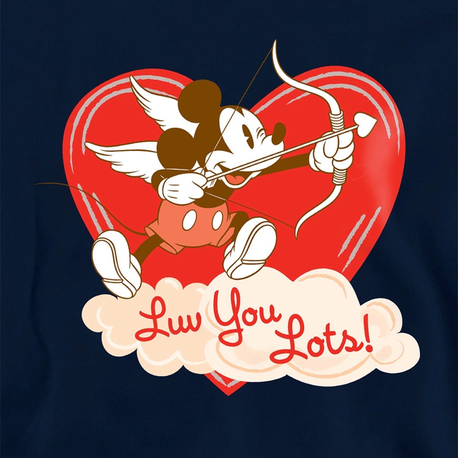 Navy - Side - Disney Childrens-Kids Luv You Lots! Mickey Mouse Vintage Valentine`s Day Hoodie