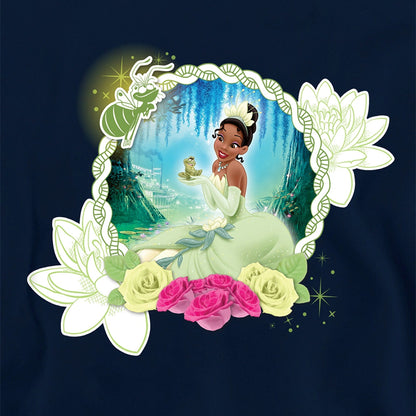 Navy - Side - The Princess and the Frog Childrens-Kids Bayou Beauty Tiana Floral Hoodie