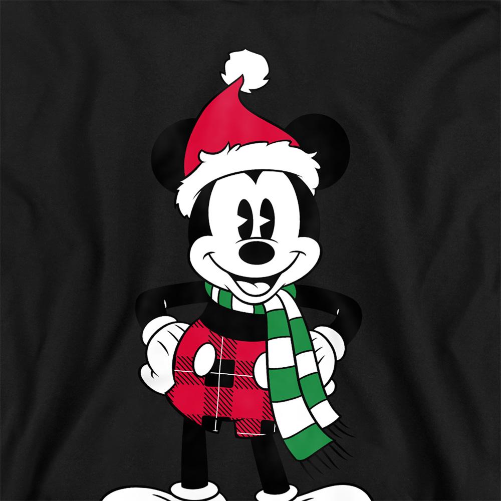 Black - Side - Disney Childrens-Kids Mickey Mouse Tartan Christmas Hoodie