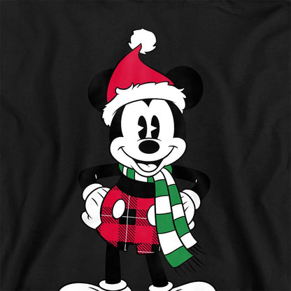 Black - Side - Disney Childrens-Kids Mickey Mouse Tartan Christmas Hoodie