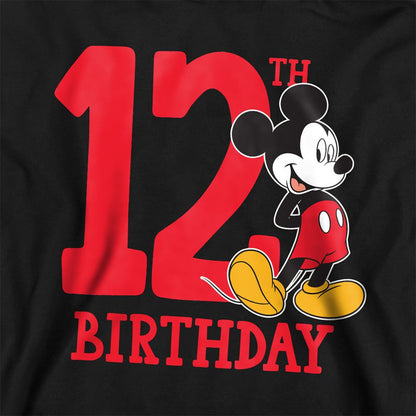 Black - Side - Disney Childrens-Kids Mickey Mouse Shirt 12th Birthday Hoodie