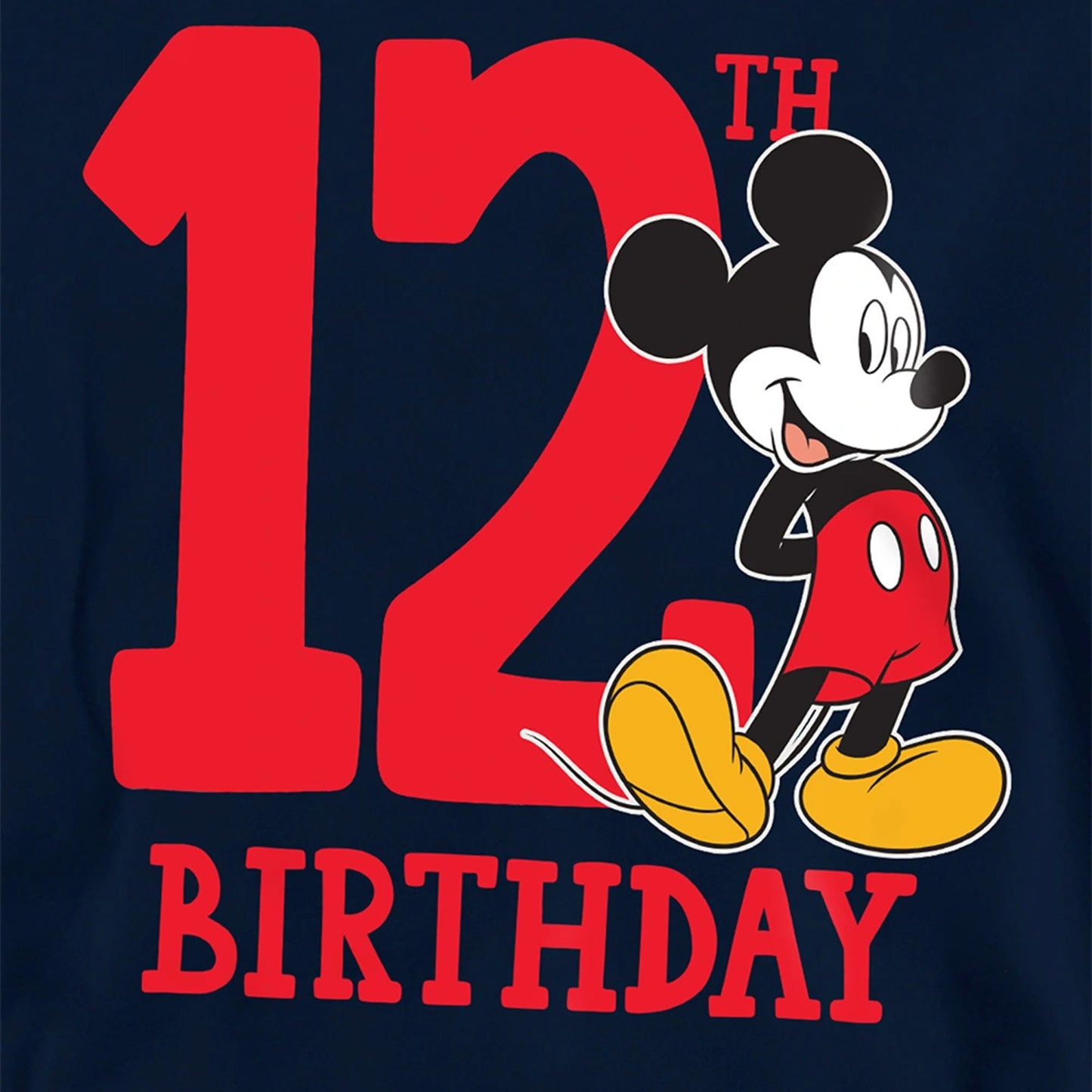 Navy - Side - Disney Childrens-Kids Mickey Mouse Shirt 12th Birthday Hoodie