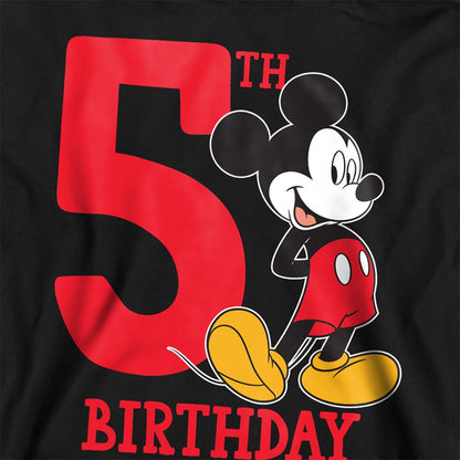 Athletic Heather - Side - Disney Childrens-Kids Mickey Mouse Heather 5th Birthday Hoodie