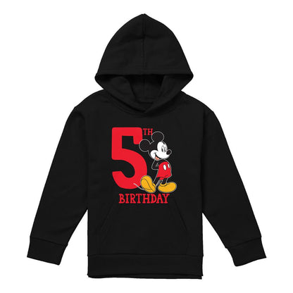 Athletic Heather - Front - Disney Childrens-Kids Mickey Mouse Heather 5th Birthday Hoodie
