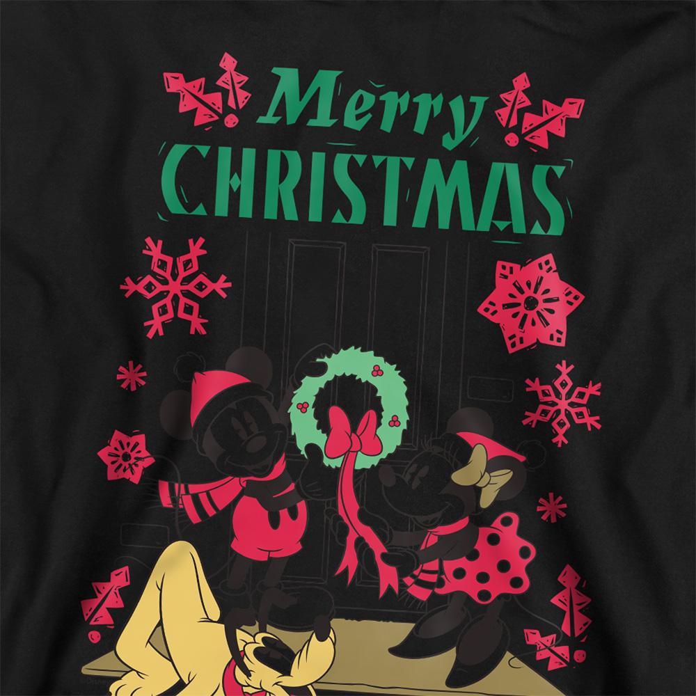 Black - Side - Disney Childrens-Kids Mickey & Minnie Mouse Wreath Christmas Hoodie