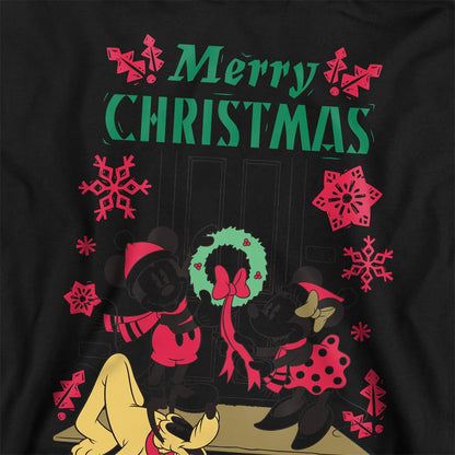 Black - Side - Disney Childrens-Kids Mickey & Minnie Mouse Wreath Christmas Hoodie