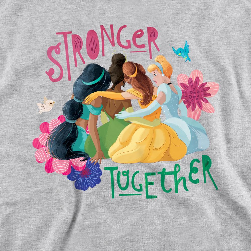 Athletic Heather - Side - Disney Princess Childrens-Kids Stronger Together Jasmine, Tiana And Belle Heather Hoodie