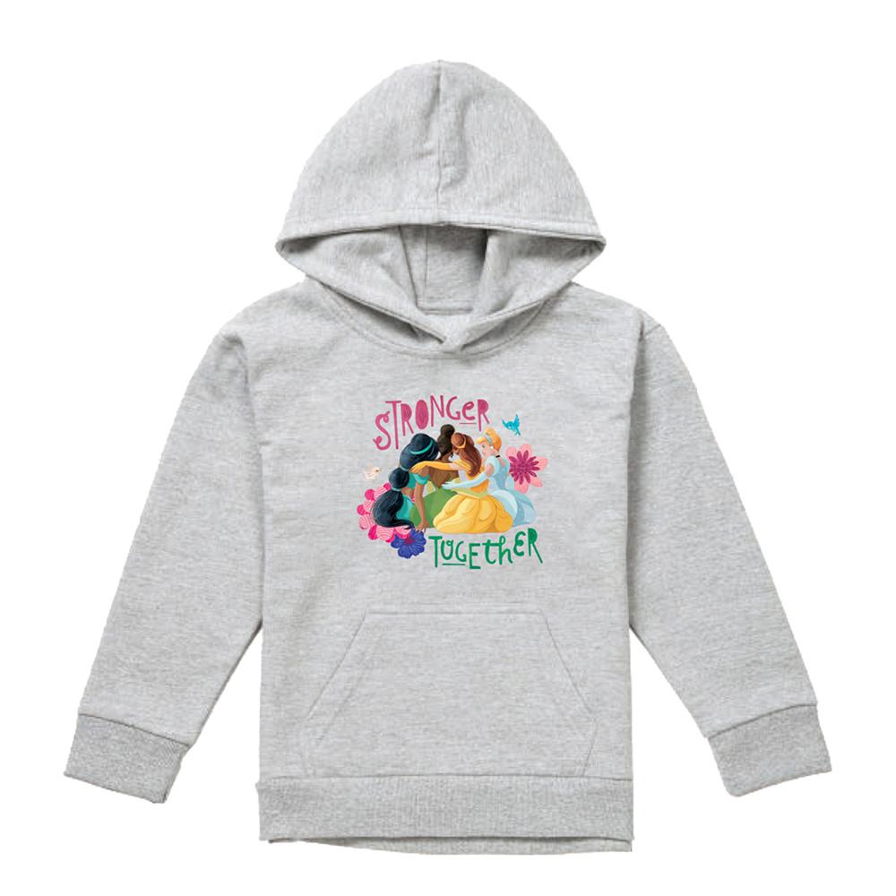 Athletic Heather - Front - Disney Princess Childrens-Kids Stronger Together Jasmine, Tiana And Belle Heather Hoodie